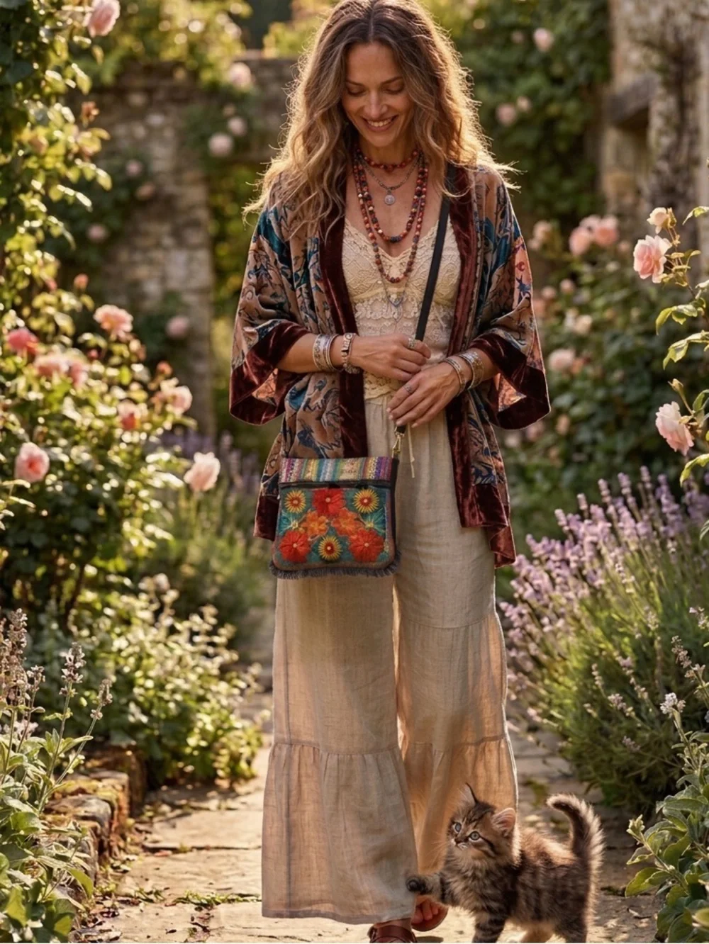 Boho Embroidered Bag Colorful Floral Fringe Ethnic Festival Hippie Purse